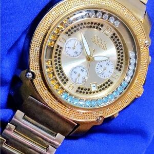 Cool Techno Gemmed Bling Big Mens Watch 50mm Moving Crystals